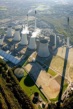 Aerial view, E.ON Kraftwerk Scholven power plant, Gelsenkirchen, Ruhrgebiet region, North Rhine-Westphalia, Germany, Europe