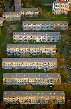 Aerial view, high-rise estate Marxloh, Duisburg, Ruhrgebiet region, North Rhine-Westphalia, Germany, Europe