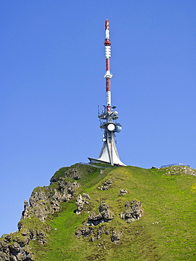 Radio mast at the top of Mt. Kitzbueheler Horn, Kitzbuehel, Tyrol, Austria, Europe