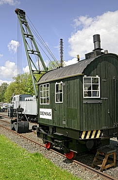 A Demag steam crane from 1927 at the German Steam Locomotive Museum, Neuenmarkt, Franconia, Bavaria, Germany, Europe