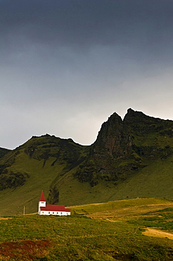 Church near Vik, southwest coast, Iceland, Scandinavia, Europe