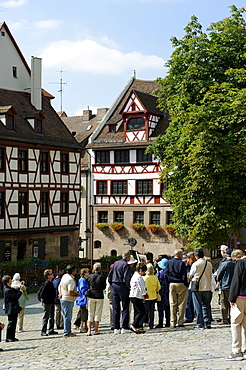 Duererhaus house of Albrecht Duerer at the Tiergaertner Tor gate, Nuremberg, Middle Franconia, Bavaria, Germany, Europe