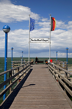 Seebruecke pier, Baltic Sea spa of Zingst, Fischland Darss Zingst peninsula, Mecklenburg-Western Pomerania, Germany, Europe