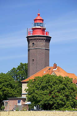 Lighthouse, Damesvoeved, Luebecker Bucht bay, Baltic Sea coast, Schleswig-Holstein, Germany, Europe