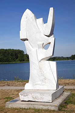 Sails and Gulls, sculpture by Pierre Schumann, port of Neustadt, Luebeck Bay, Baltic Sea coast, Schleswig-Holstein, Germany, Europe