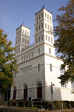 Village church, classical style, architect Karl Friedrich Schinkel, Straupitz, Spreewald, Brandenburg, Germany, Europe