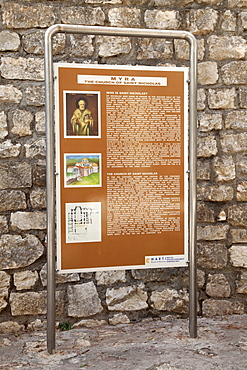 Information panel, Basilica of Saint Nicholas, Myra, Demre, Lycia, Turkey, Asia