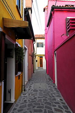 Alleyway, Burano Island, Venice, Veneto, Italy, Europe