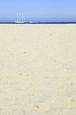 Beach, sailing boat, Mediterranean Sea, Italy, Europe