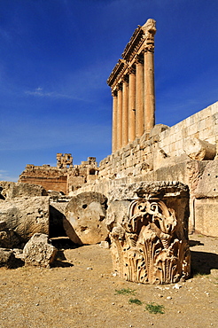 Ancient ruins at the archeological site of Baalbek, Unesco World Heritage Site, Bekaa Valley, Lebanon, Middle East, West Asia