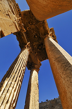 Ancient Bacchus temple ruins at the archeological site of Baalbek, Unesco World Heritage Site, Bekaa Valley, Lebanon, Middle East, West Asia