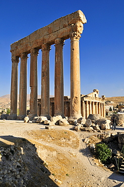 Antique Jupiter temple ruin at the archeological site of Baalbek, Unesco World Heritage Site, Bekaa Valley, Lebanon, Middle East, West Asia