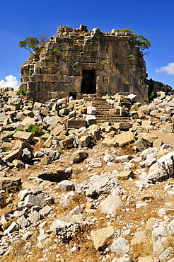 Ruin of an antique Roman tower, archeological site of Qalaat Faqra, Lebanon, Middle East, West Asia