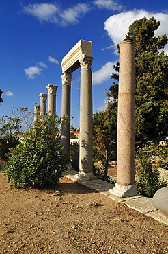 Antique roman ruins at the archeological site of Byblos, Unesco World Heritage Site, Jbail, Jbeil, Lebanon, Middle East, West Asia