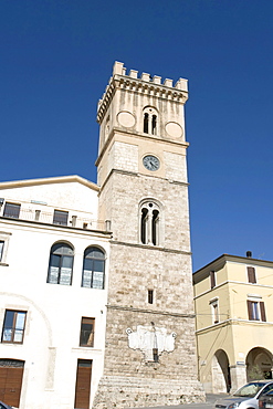 Torre Municipale, Civic Tower, year 1580, Piazza del Popolo, Cittaducale, province of Rieti, Latium, Italy, Europe