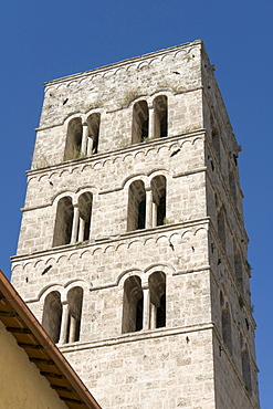 Bell tower of Santa Maria del Popolo, cathedral, Cittaducale, province of Rieti, Latium, Italy, Europe