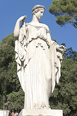 "La Primavera", Spring, by Filippo Gnaccarini, 1824, one of the four allegoric statues of the seasons in Piazza del Popolo, Rome, Latium, Italy, Europe