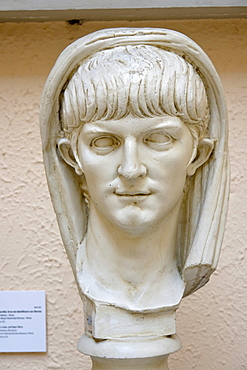 Replica of a portrait of a young man, thought to be Nero, midst of 1st century, original in the Museo Nazionale Romano, Museo della Civilta Romana, Rome, Latium, Italy, Europe