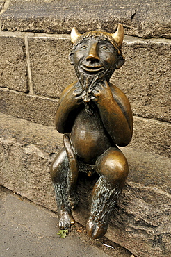 The devil in the Marienkirche church, sculpture by Rolf Goerl, 1999, Luebeck, Schleswig-Holstein, Germany, Europe