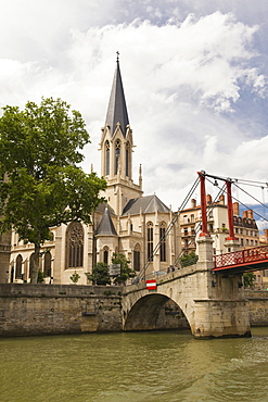 Church and footbridge Saint Georges, Lyon, France, Europe