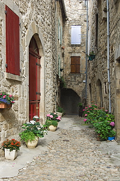 Paved Streets, Joyeuse village, Ardeche, Rhones Alpes, France, Europe