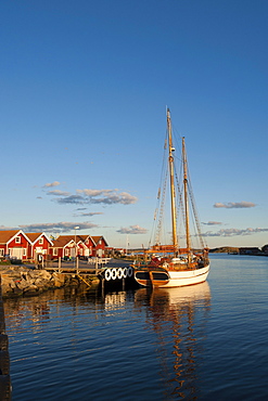 Sailing yacht anchored in the port of Molloesund, Vaestra Goetaland County, Sweden, Europe