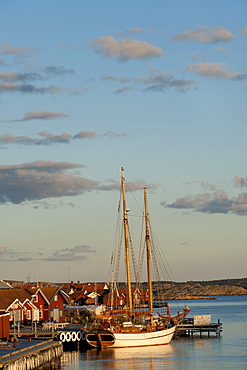 Sailing yacht anchored in the port of Molloesund, Vaestra Goetaland County, Sweden, Europe