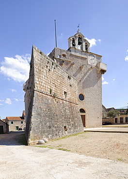 Fortress Church of Sveta Marija, Vrboska, Hvar Island, Croatia, Europe