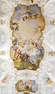 Ceiling painting in the Visitationists convent Kloster Dietramszell, Dietramszell, Upper Bavaria, Bavaria, Germany, Europe