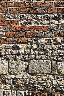 Masonry with different rock types, Church of St. John the Baptist, Bere Regis, Dorset, southern England, England, United Kingdom, Europe