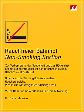 Sign of the DB, Deutsche Bahn, Non-Smoking Station