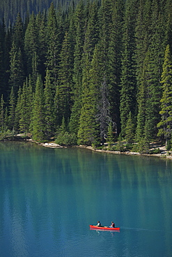 Canoe on Moraine Lake, Valley of the Ten Peaks, Banff National Park, Canadian Rockies, Alberta, Canada