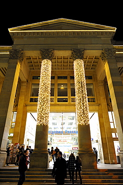 Entrance, Koenigsbau Passagen mall, Christmas decorations, Stuttgart, Baden-Wuerttemberg, Germany, Europe