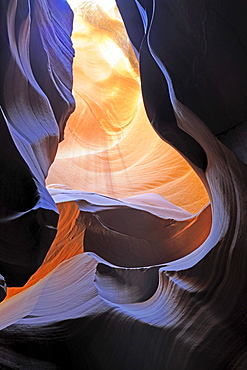 Rock shapes, colors and structures in the Antelope Slot Canyon, Arizona, USA, America