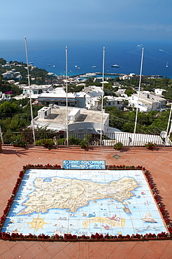 View from the Via Roma down to the port of Marina Grande and the Gulf of Naples, island of Capri, Italy, Europe