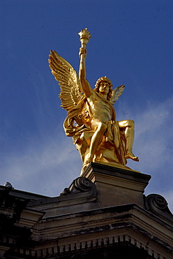 A golden angel at the academy of the arts in Dresden, Saxony, Germany, Europe