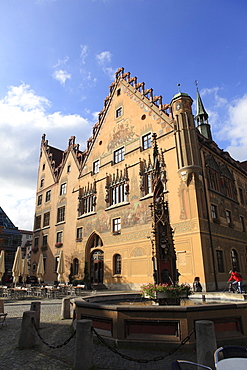 Ulm city hall, Renaissance facade, Ulm, Baden-Wuerttemberg, Germany, Europe