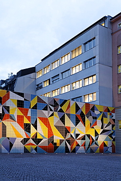 Geometric mosaic made of tiles by Sara Morris, Paul-Klee-Platz square, Kunstsammlung Nordrhein-Westfalen arts collection, K20 building, Duesseldorf, North Rhine-Westphalia, Germany, Europe