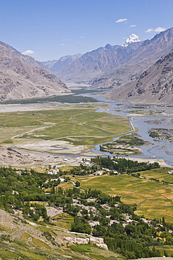 View of the mountain landscape of Langar, Wakhan Corridor, Tajikistan, Central Asia