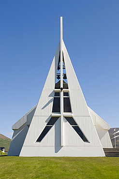 Modern church in Skagastroend, Vatnsnes Peninsula, Iceland, Europe