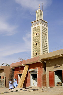 The minaret of the mosque of Nouakchott, Mauritania, northwestern Africa