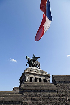 Equestrian monument, Kaiser Wilhelm 1, Deutsches Eck, Koblenz, North Rhine-Westphalia, Germany, Europe