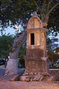 Sarcophagus in the old town of Kas, Lycia, southern coast of Turkey, Western Asia