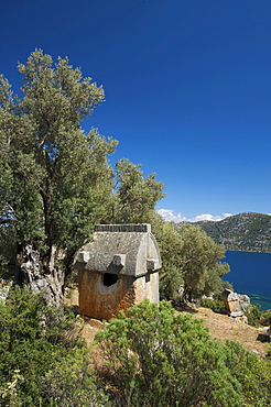 Sarcophagus at Kale in Simena, and Kekova island, Lycia, southern coast of Turkey, Western Asia