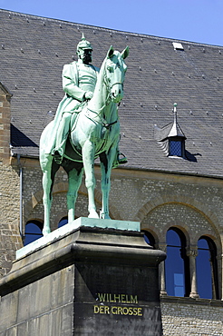 Equestrian statue of Kaiser Wilhelm the Great, Imperial Palace, Goslar, Harz, Lower Saxony, Germany, Europe