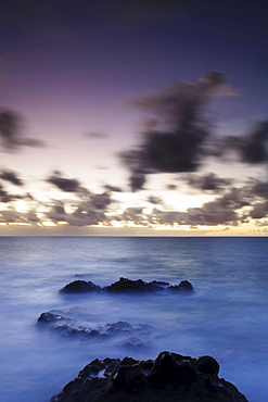 Dusk on the west coast near Los Hervideros, Lanzarote, Canary Islands, Spain, Europe