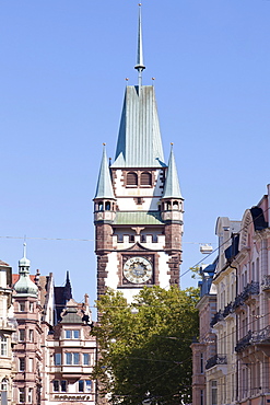 Martinsturm tower, Freiburg im Breisgau, Baden-Wuerttemberg, Germany, Europe