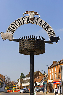 Rother Market sign, Rother Street, Stratford-upon-Avon, Warwickshire, England, United Kingdom, Europe