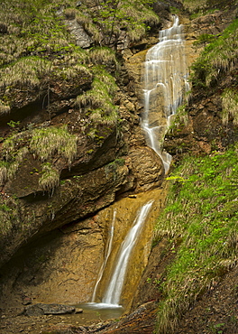 Waterfall of a small stream near Nesselwang, Allgaeu, Bavaria, Germany, Europe