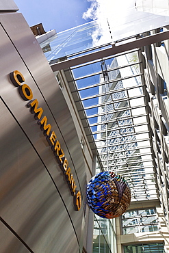 Headquarters of the Commerzbank in front of the Commerzbank Tower, Frankfurt, Hesse, Germany, Europe